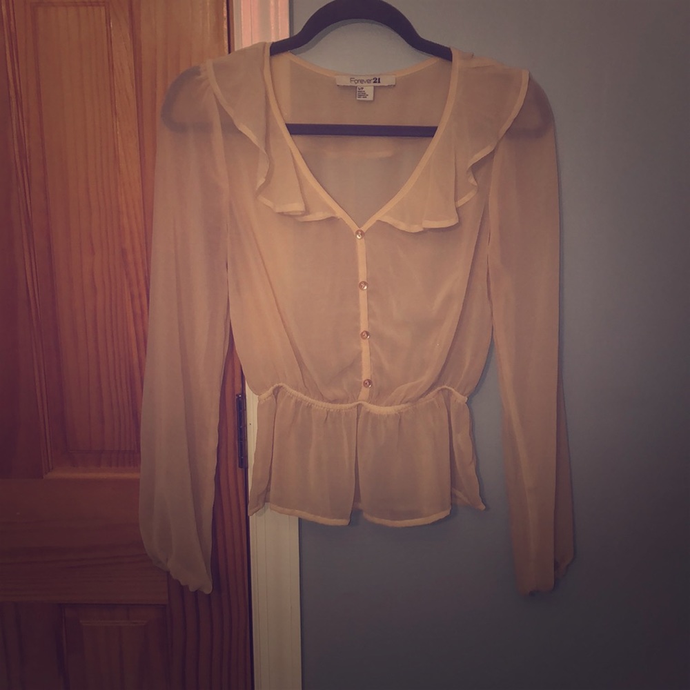 Sheer Crop Top Champagne/Cream